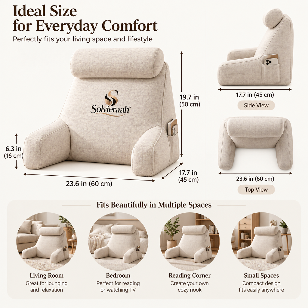 Solvieraah™ Upholstered Floor Chair with Armrests and Headrest — view 3