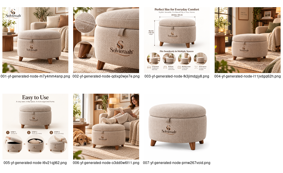 Solvieraah™ Round Upholstered Ottoman — view 2