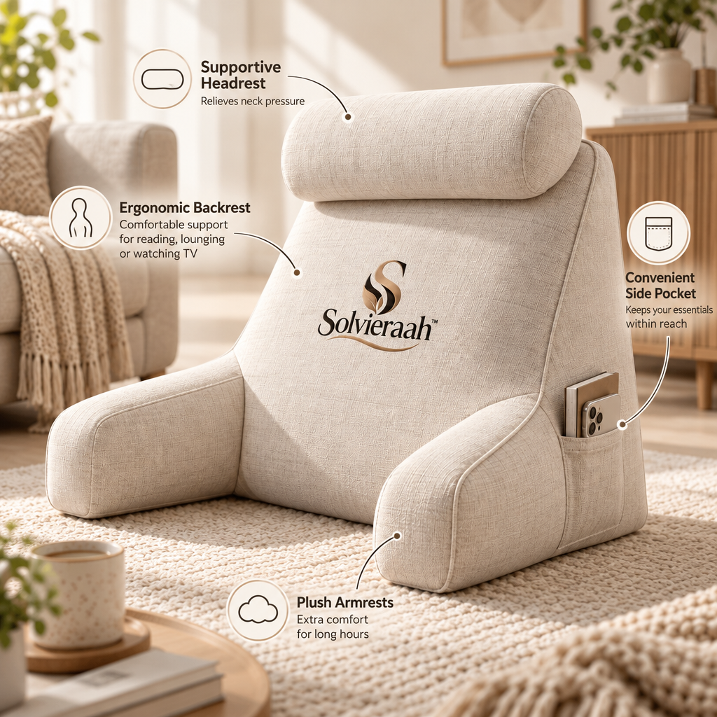 Solvieraah™ Upholstered Floor Chair with Armrests and Headrest — view 5