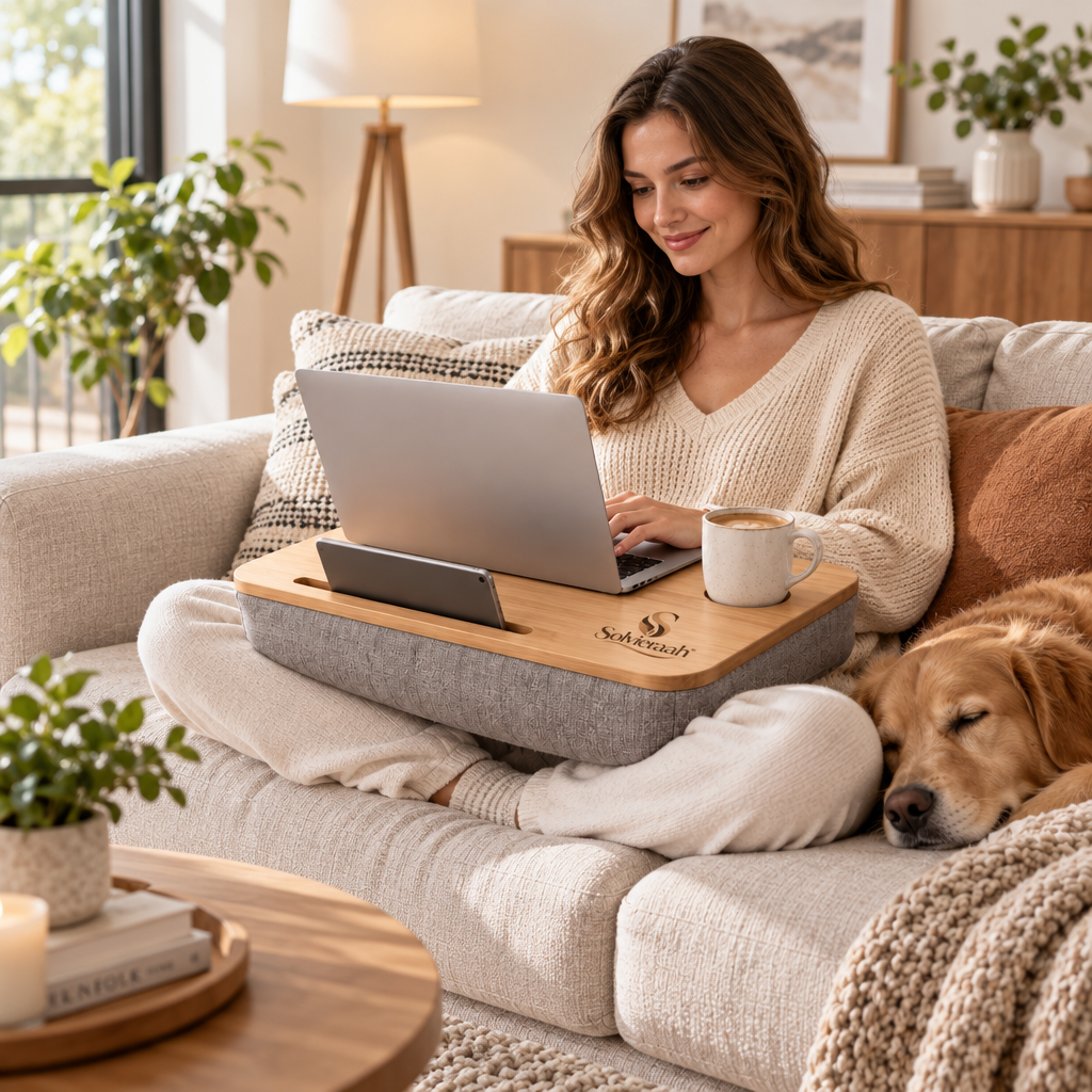 Solvieraah™ Cushioned Lap Desk with Device Slot — view 4