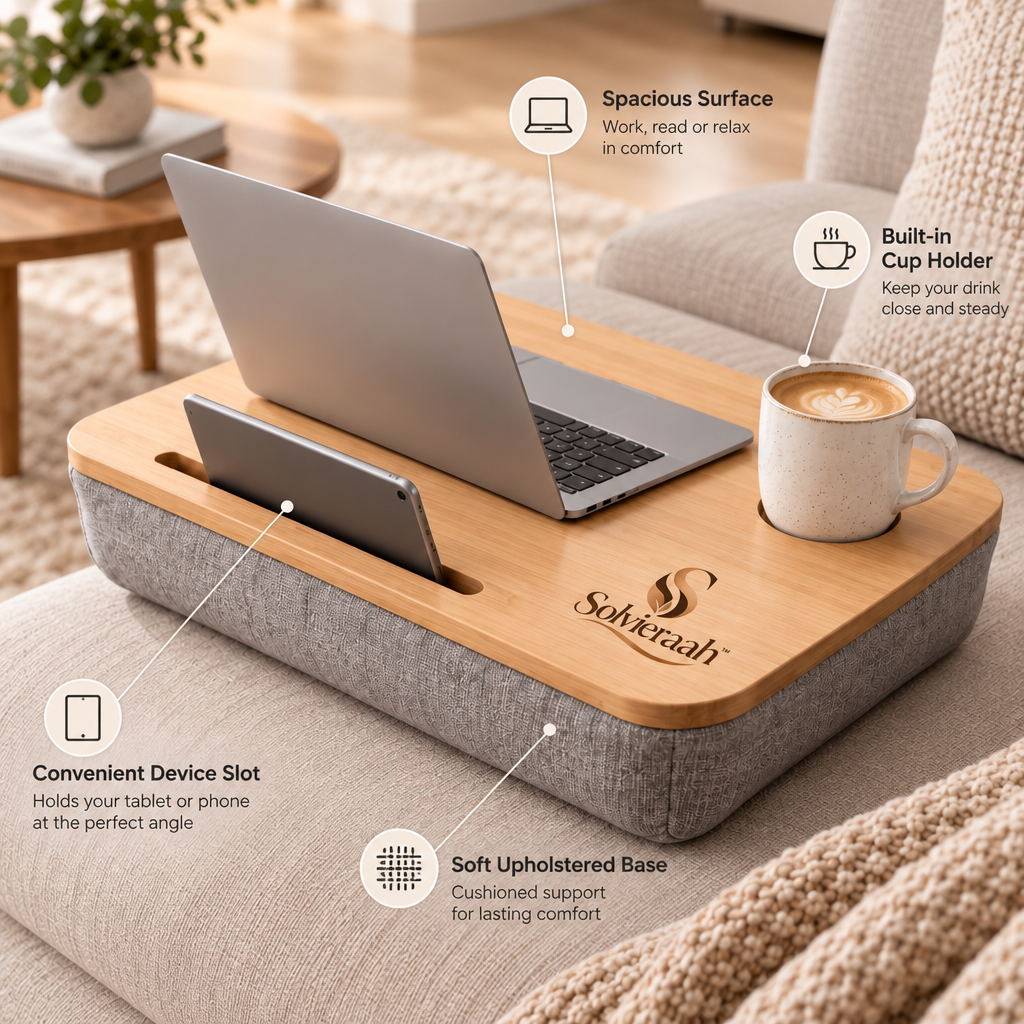 Solvieraah™ Cushioned Lap Desk with Device Slot — view 5