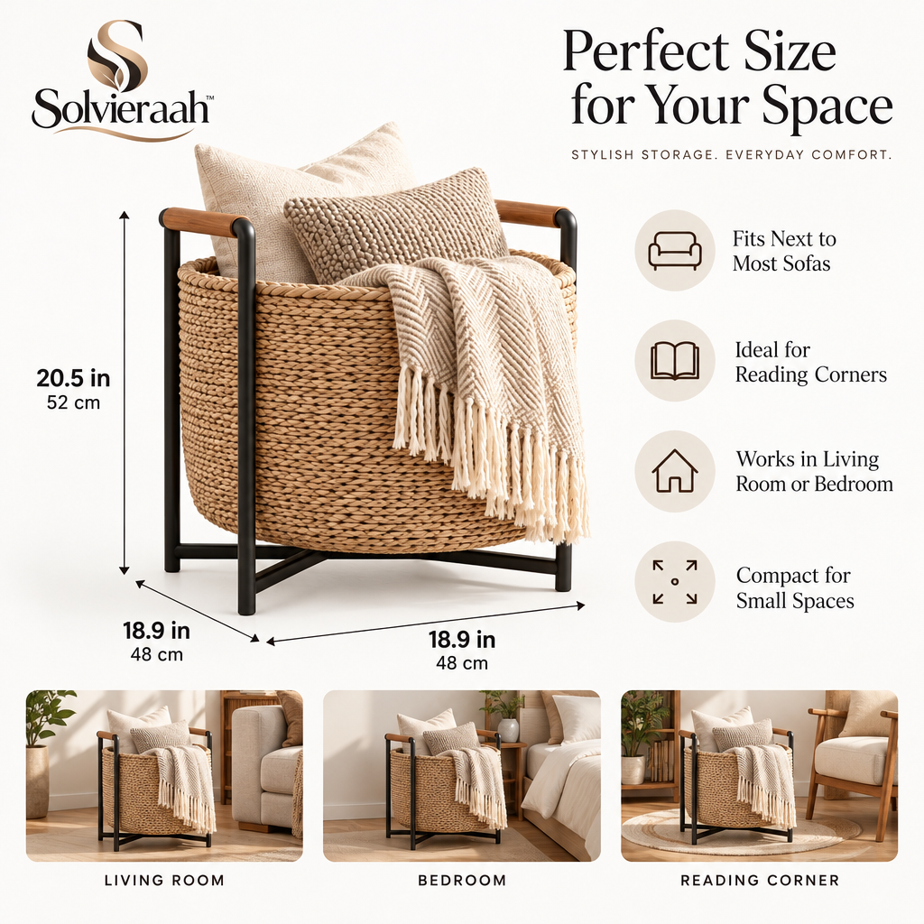 Solvieraah™ Woven Storage Basket with Metal Frame — view 3