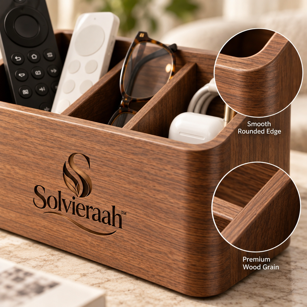 Solvieraah™ Wooden Remote Control and Essentials Organizer — view 1