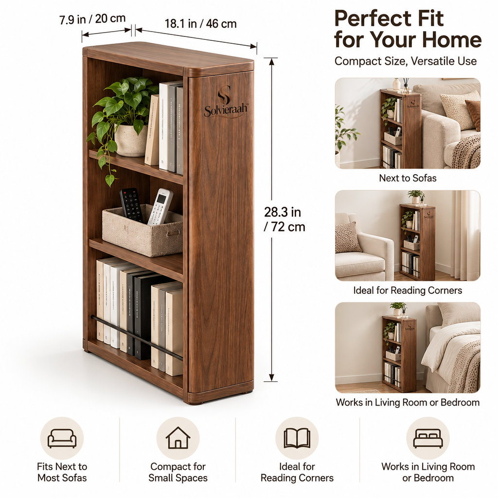 Solvieraah™ Slim Wooden Bookcase — view 3