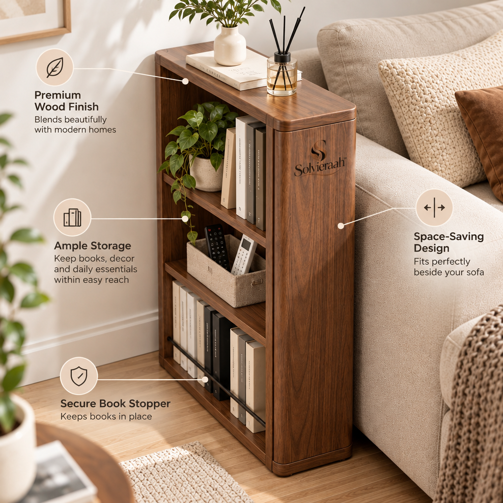 Solvieraah™ Slim Wooden Bookcase — view 5
