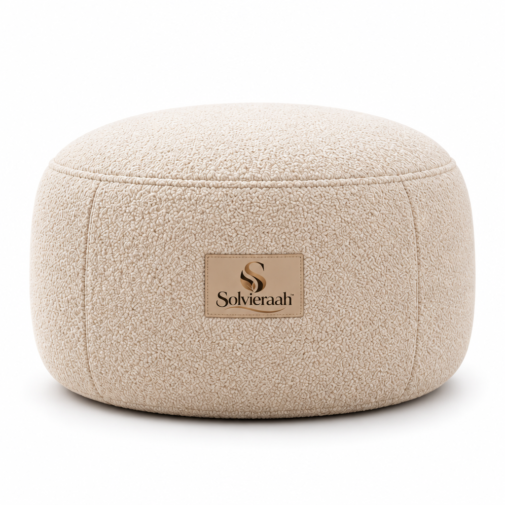 Solvieraah™ Round Textured Upholstered Ottoman — view 2