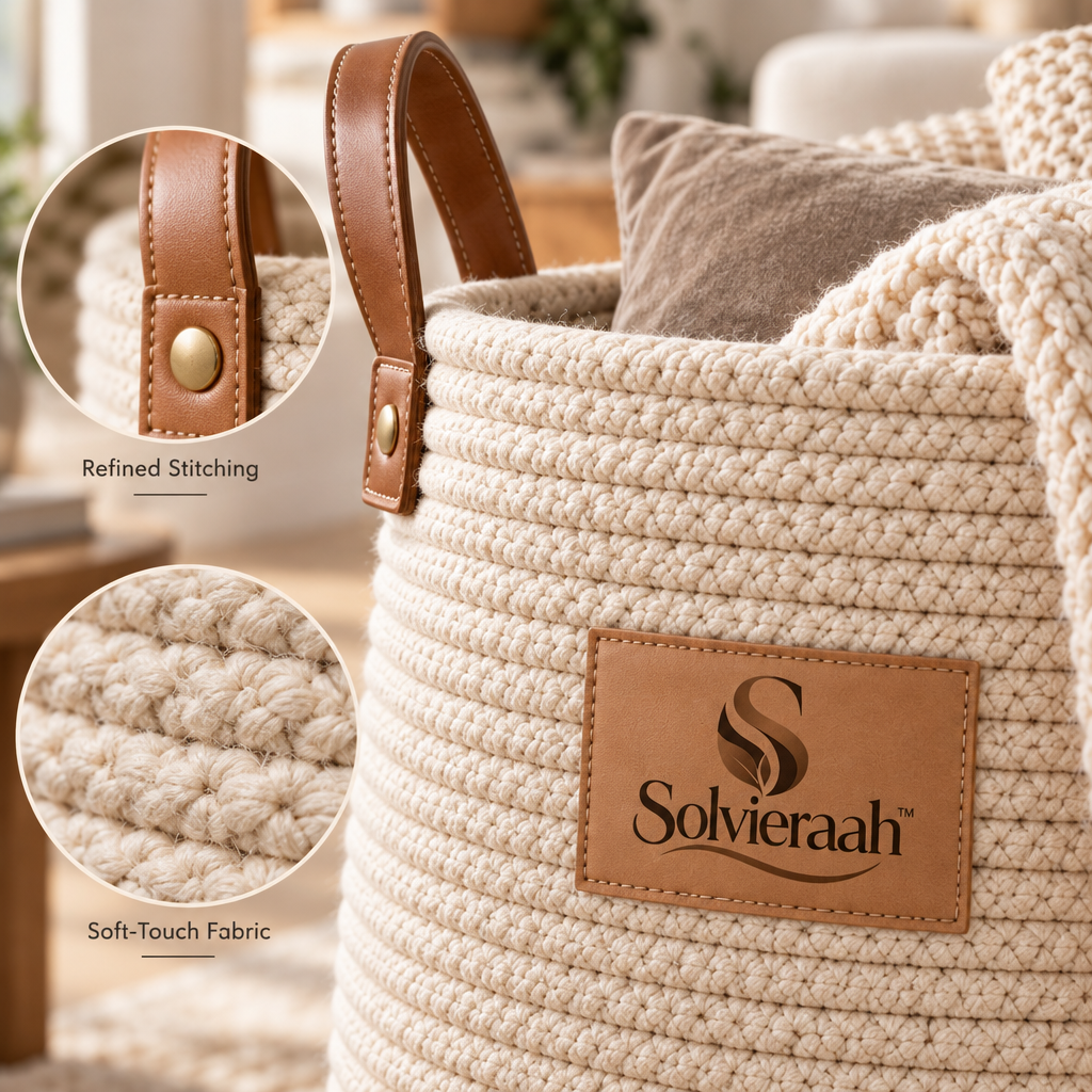 Solvieraah™ Woven Blanket Storage Basket with Handles — view 1