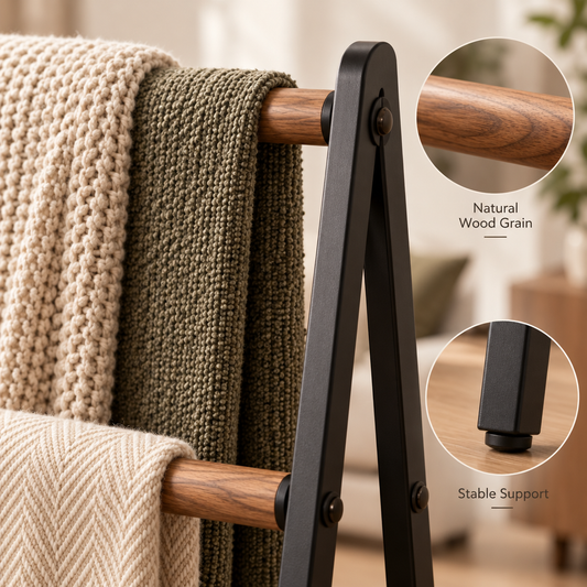 Solvieraah™ Blanket Ladder Rack with Bottom Shelf — view 1