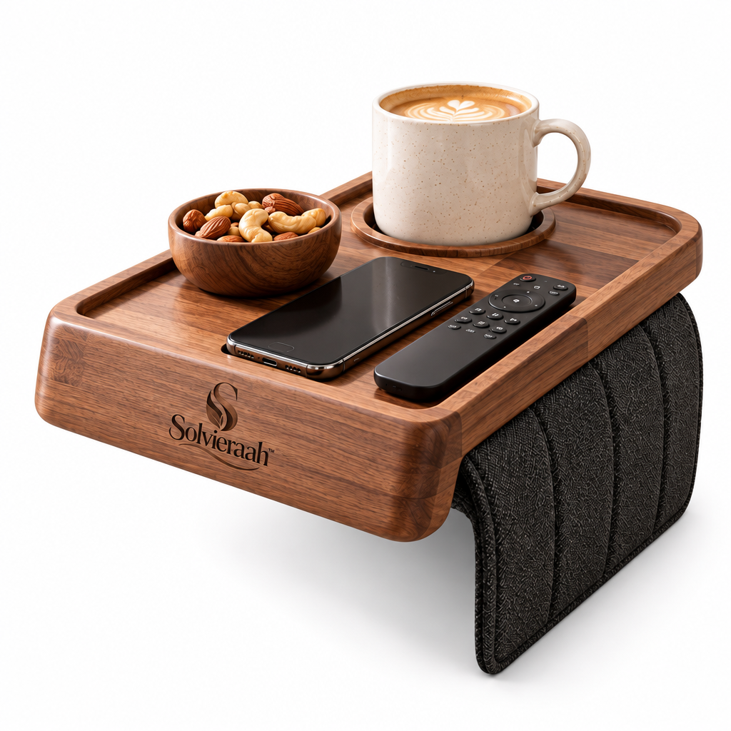 Solvieraah™ Sofa Armrest Tray Table with Cup Holder — view 2