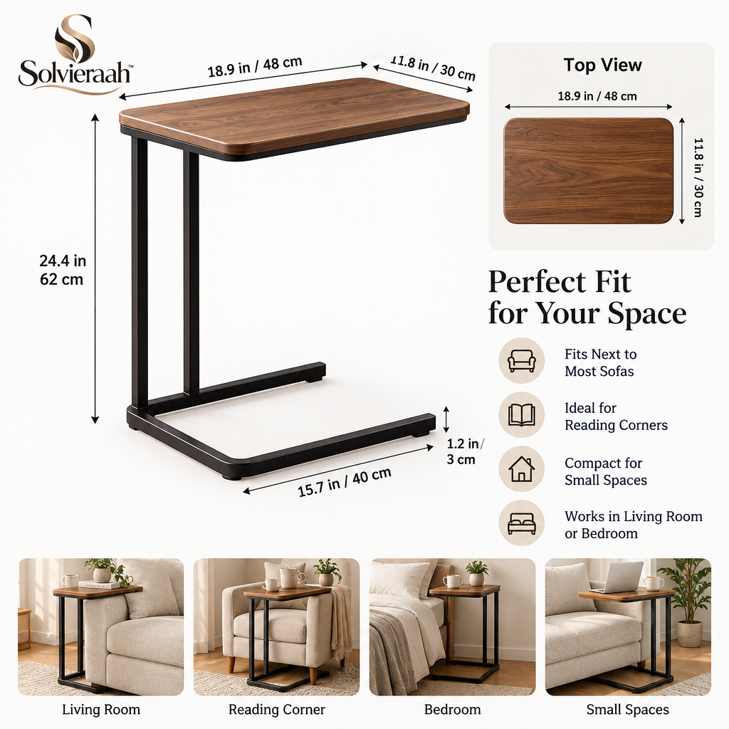 Solvieraah™ C-Shaped Sofa Side Table — view 3