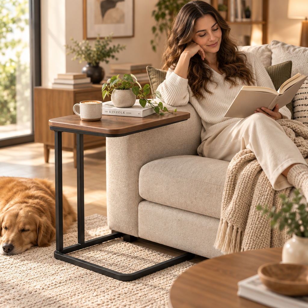 Solvieraah™ C-Shaped Sofa Side Table — view 4